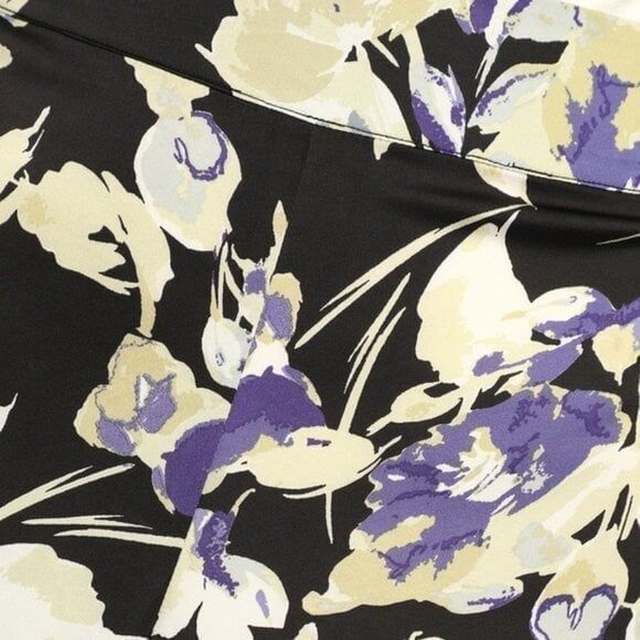 Lulu's Women Black Satin Floral High-Waisted Wide-Leg Pants Large NEW - Picture 3 of 4